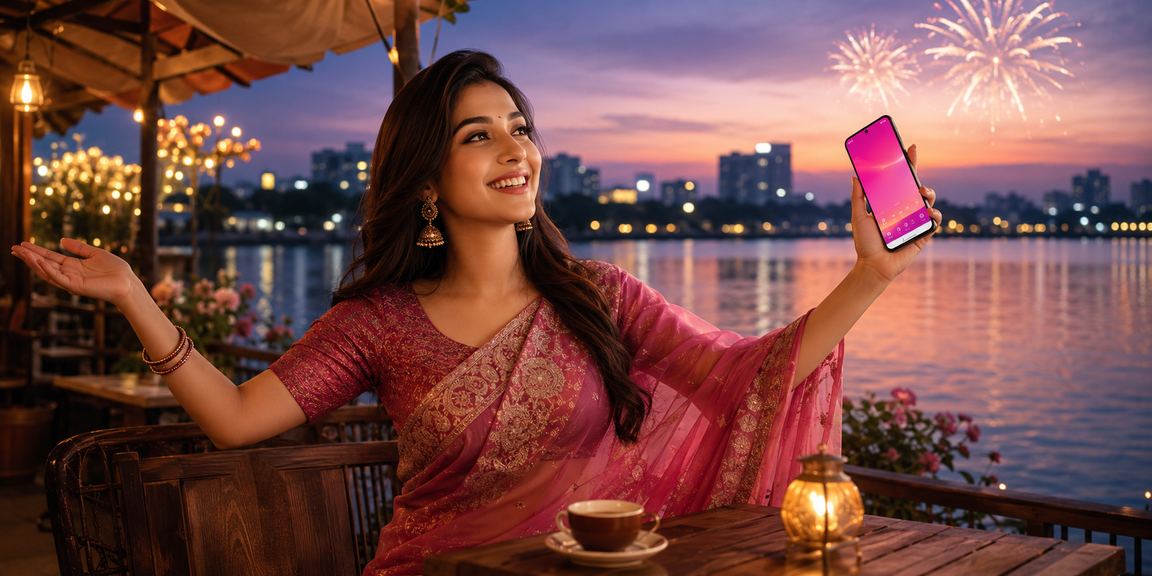 ঢাকায় মোবাইল পেমেন্ট করছেন সাড়ি পরিহিত নারী